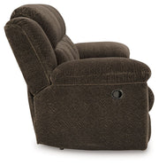 Reclining sofa and loveseat from Signature Design by Ashley® Frohn living room set in neutral fabric with plush cushions.