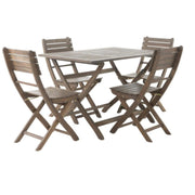 Noble House Positano foldable 5-piece outdoor dining set with table and four chairs, perfect for patio or garden dining.