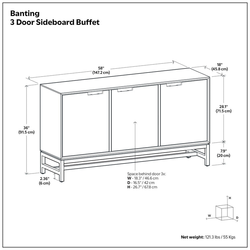 Banting Solid Wood Sideboard Buffet with Metal Frame — Modern Industrial Dining Room Storage - R&R Furniture Gallery (Fountain Valley, CA)