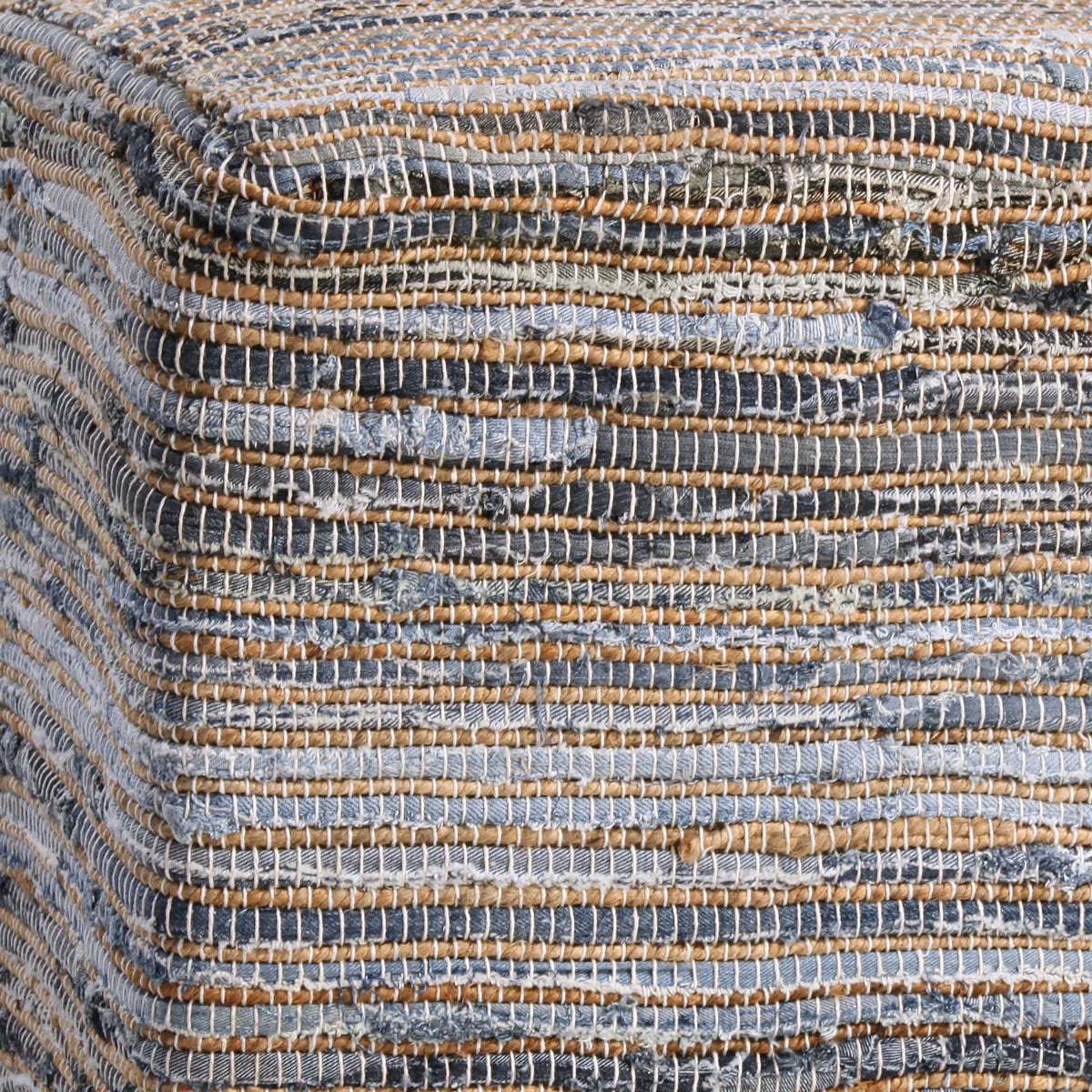 Assam - Ottoman - Denim Blue And Natural Jute