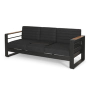 Giovanna - 3 Seater Sofa With Aluminum Frame And Water Repellence Cushions - Black - R&R Furniture Gallery (Fountain Valley, CA)