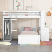 DreamHaus loft bed with standalone bed, shelves, desk, and wardrobe in a modern bedroom setup