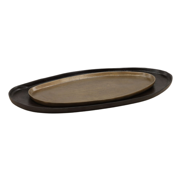 Roshan - Tray (Set of 2) - Black And Antique Brass