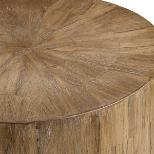 Nevis - Wood Cylinder Side Table - Woodtone