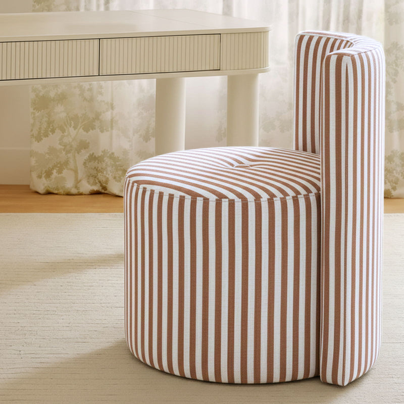 TOV Furniture Alyssa striped rolling desk chair with adjustable height and modern design, featuring black and white fabric upholstery.