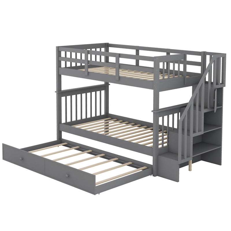 Stairway Bunk Bed With Storage And Guard Rail For Bedroom - R&R Furniture Gallery (Fountain Valley, CA)