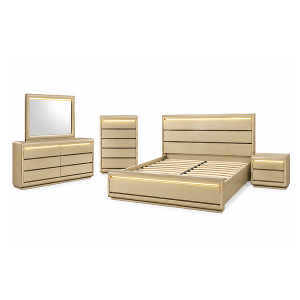 Gigi - 5 Piece Full Bedroom Set With LED Lights