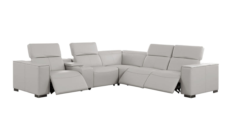 1208 - 6-Piece L-Shaped Leather Reclining Sectional With 3 Power Recliners