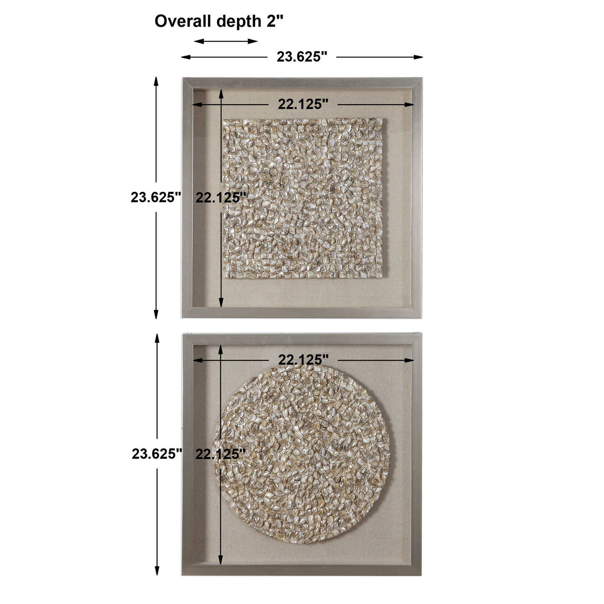 Arline - Shadow Boxes (Set of 2) - Brown / Silver / White