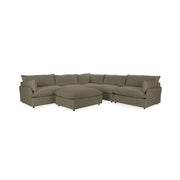 Classic Home Caplan 6-piece modular sectional with ottoman, 2-piece living room set, featuring plush upholstered seats and modern design.