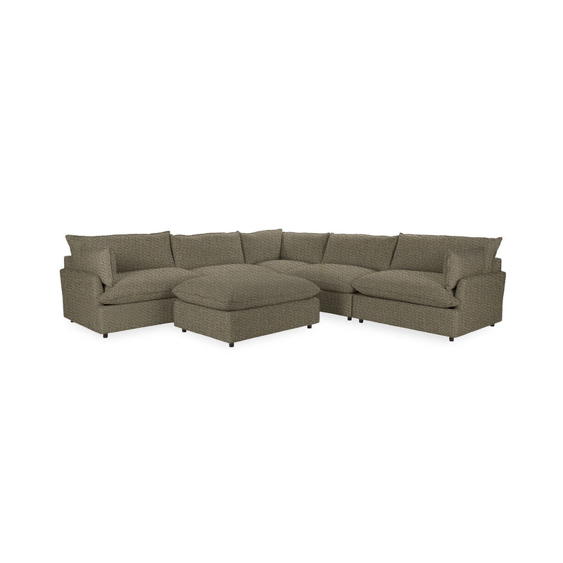 Classic Home Caplan 6-piece modular sectional with ottoman, 2-piece living room set, featuring plush upholstered seats and modern design.