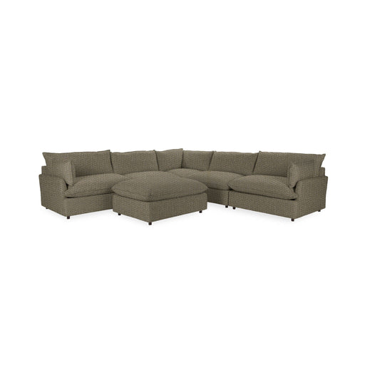 Classic Home Caplan 6-piece modular sectional with ottoman, 2-piece living room set, featuring plush upholstered seats and modern design.