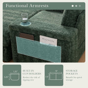 Oversized Chaise Lounge Indoor Rabbit Fur Sofa Bed With Storage Ottoman And Armrests Cup Holders With Deep Seat - R&R Furniture Gallery (Fountain Valley, CA)