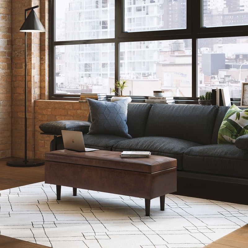 Shay - Large Square Coffee Table Storage Ottoman Mid-Century Style - R&R Furniture Gallery (Fountain Valley, CA)