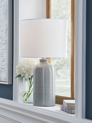 Wimlow - Ceramic Table Lamp - Gray Blue - R&R Furniture Gallery (Fountain Valley, CA)