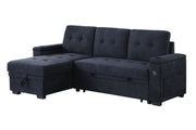 Ashlyn II - 84"W Woven Fabric Reversible Sleeper Sectional Sofa with Storage Chaise - R&R Furniture Gallery (Fountain Valley, CA)