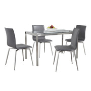Lumi Source Fuji Mason 5-piece upholstered swivel contemporary dining set with glass tabletop and modern design.