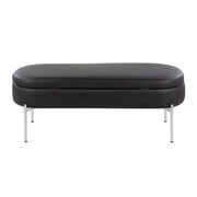 Lumi Source Chloe glam storage bench with contemporary design, upholstered seat and wooden legs for stylish interior decor.