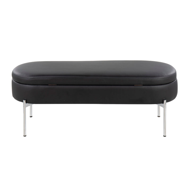 Lumi Source Chloe glam storage bench with contemporary design, upholstered seat and wooden legs for stylish interior decor.