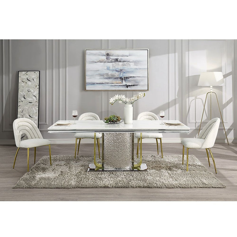 Fadri - Side Chair (Set of 2) - Teddy Sherpa & Mirrored Gold - R&R Furniture Gallery (Fountain Valley, CA)