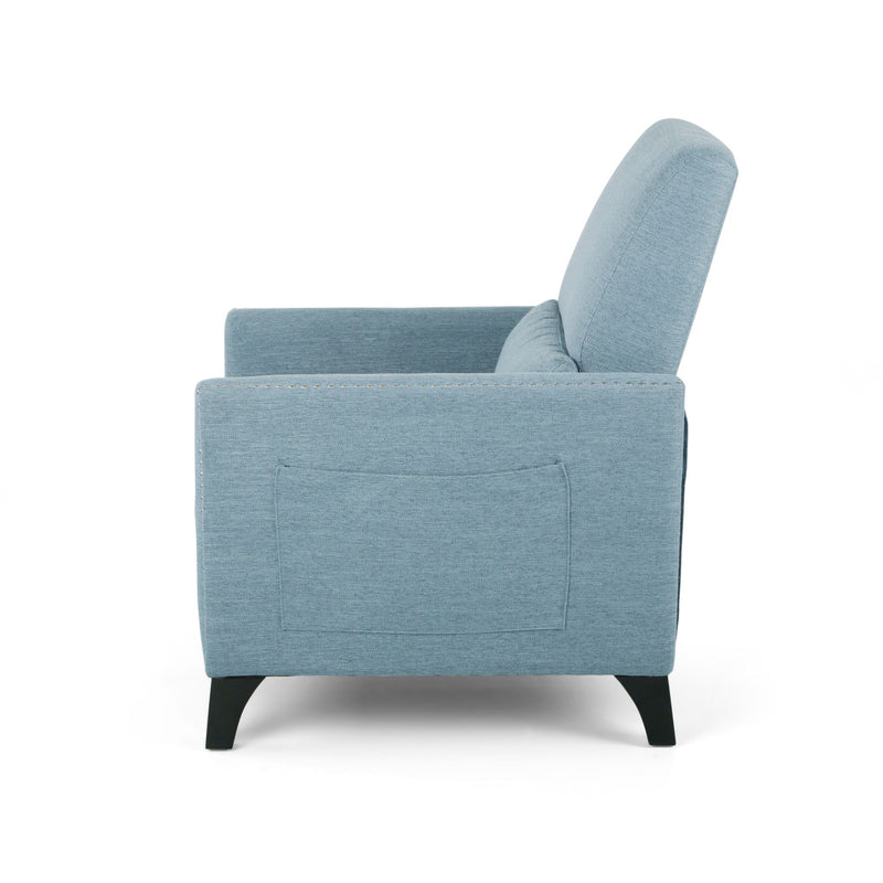 Repose Upholstered Recliner Chair With Nailhead Trim And Side Pocket - Light Blue - R&R Furniture Gallery (Fountain Valley, CA)