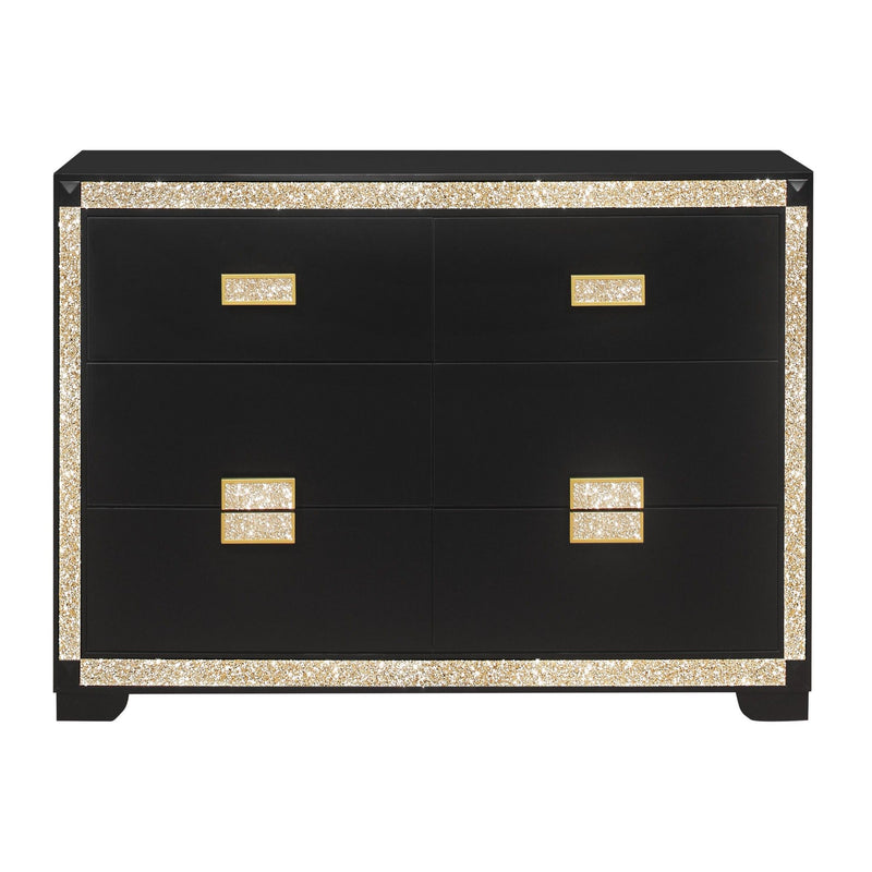 Lively - Dresser With Glitter Detail And Thick Bar Handle Hardware - Black - R&R Furniture Gallery (Fountain Valley, CA)