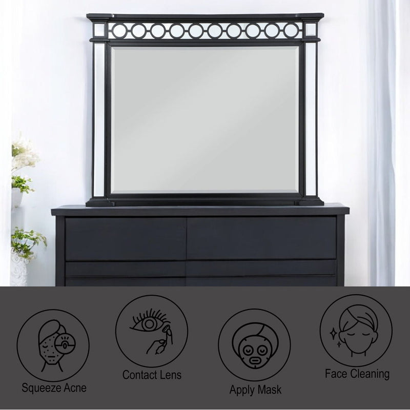 Varian II - Mirror - Mirrored, Black & Sliver - R&R Furniture Gallery (Fountain Valley, CA)