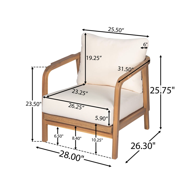 Outdoor Lounge Chair With Woven Backrest, Solid Wood Frame, Comfortable Cushions - R&R Furniture Gallery (Fountain Valley, CA)