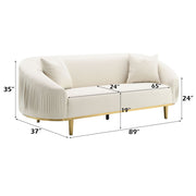 Martina - Sofa With 2 Pillows - Ivory Velvet - R&R Furniture Gallery (Fountain Valley, CA)
