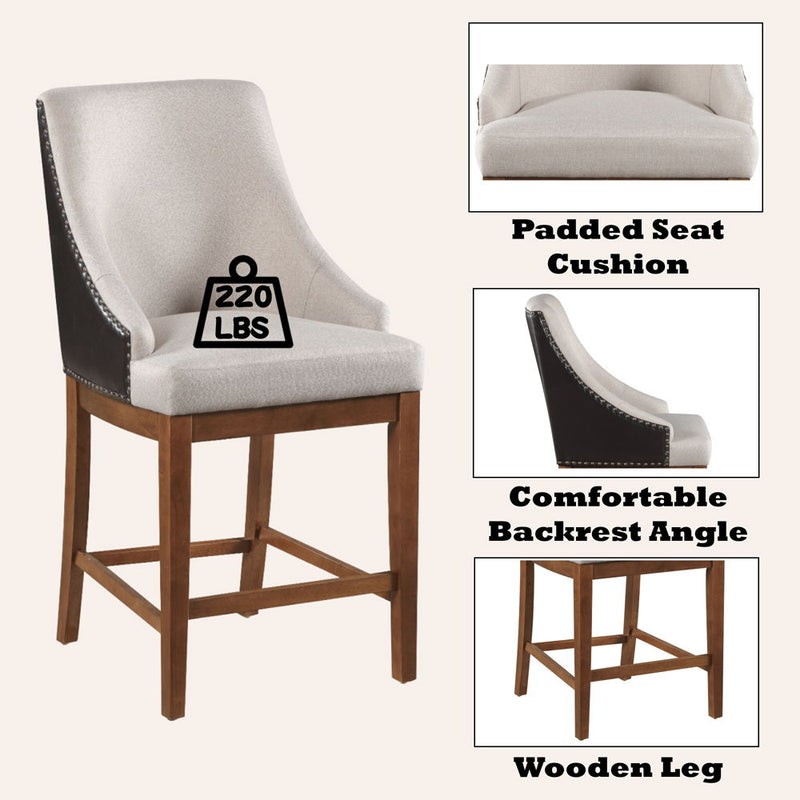 Gilsea - Counter Height Chair (Set of 2) - Fabric, Brown Synthetic Leather & Brown - R&R Furniture Gallery (Fountain Valley, CA)