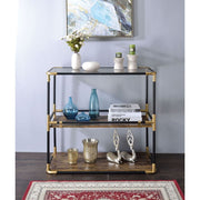 Heleris - Console Table - Smoky Glass Top & Black & Gold - R&R Furniture Gallery (Fountain Valley, CA)