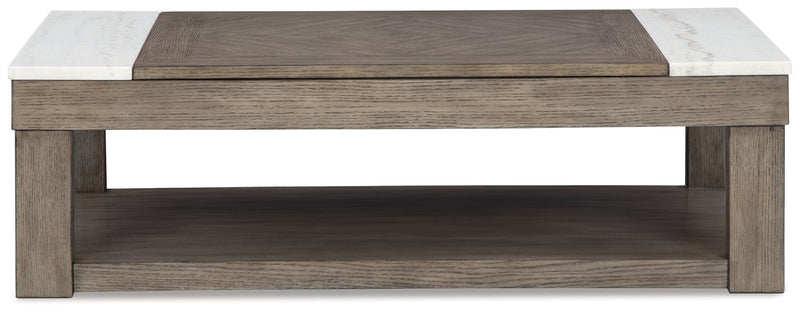 Loyaska - Lift Top Cocktail Table - Grayish Brown / White - R&R Furniture Gallery (Fountain Valley, CA)