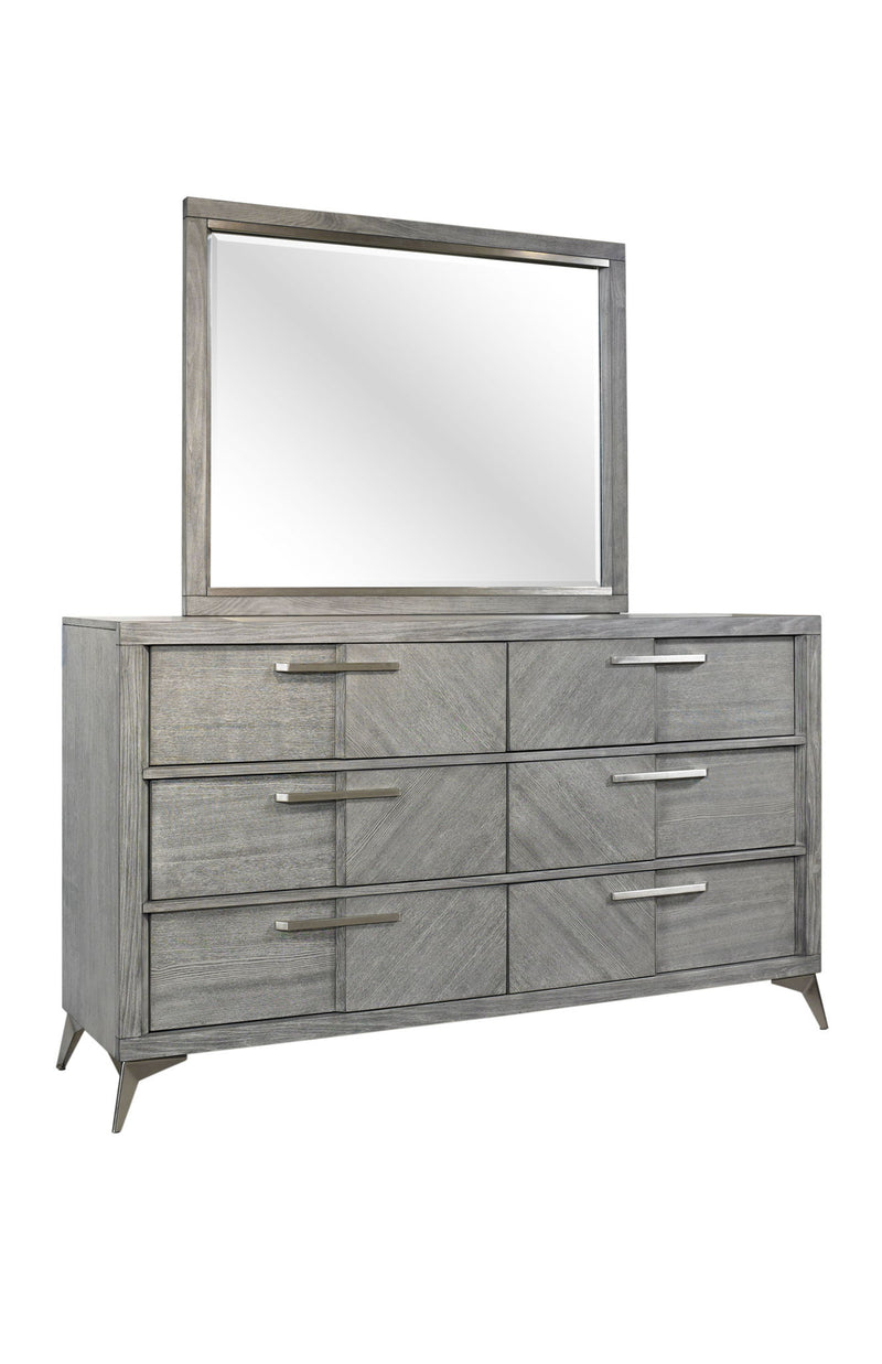 6 Drawer Dresser Book Matched Veneers - Gray - R&R Furniture Gallery (Fountain Valley, CA)