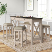 Console Table With 4 Stools - Antique White - R&R Furniture Gallery (Fountain Valley, CA)