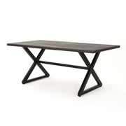 Outdoor aluminum dining table with steel frame by Noble House, featuring a sleek, modern design for outdoor patio use.