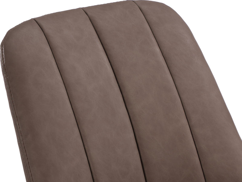 Apollo Upholstered Dining Chair in Cinnamon Synthetic Leather and Brushed Bronze Metal