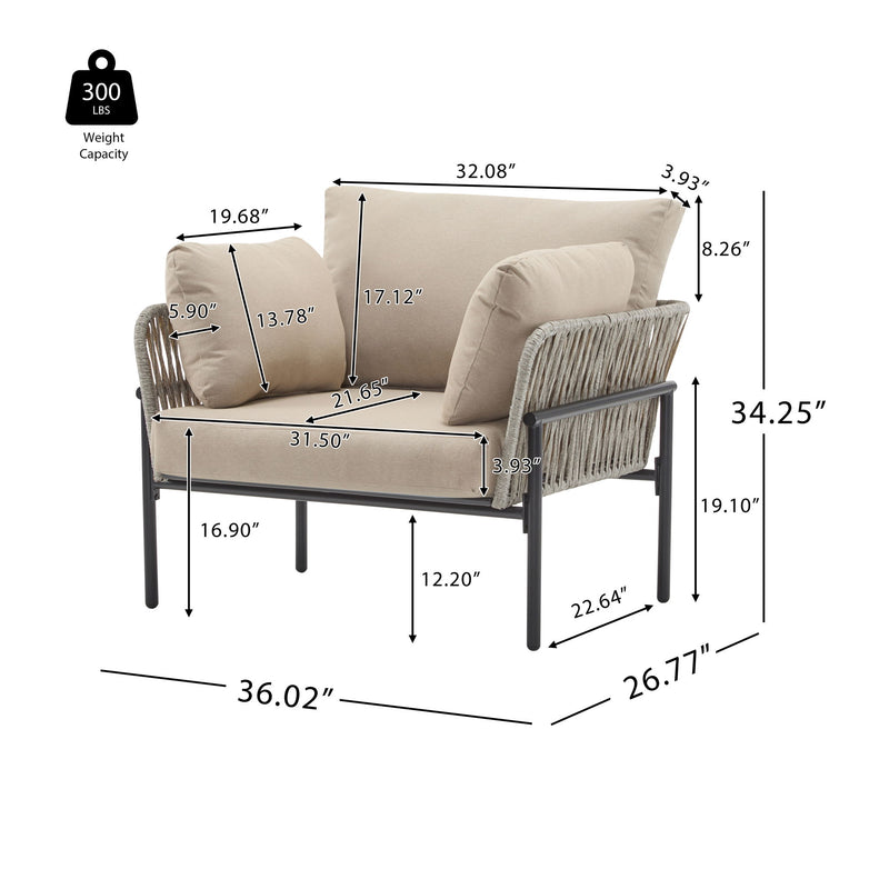 Rope Lounge Chair With Cushions For Modern Spaces - R&R Furniture Gallery (Fountain Valley, CA)