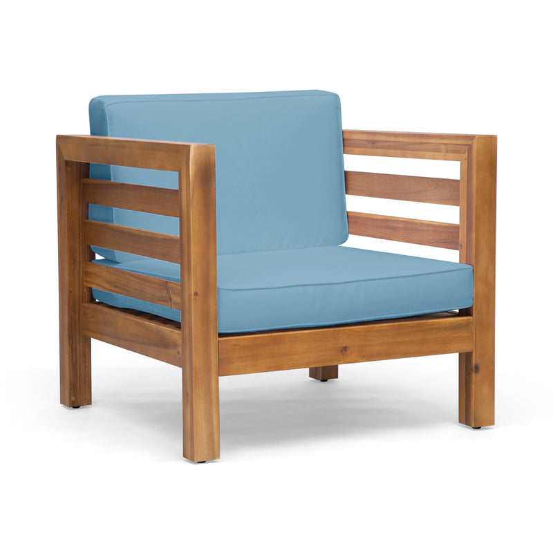 Outdoor Acacia Wood Patio Chair With Fabric Cushion - R&R Furniture Gallery (Fountain Valley, CA)
