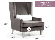 Elegant traditional accent arm chair by Glory Furniture with ornate wooden legs and plush cushioned seat.