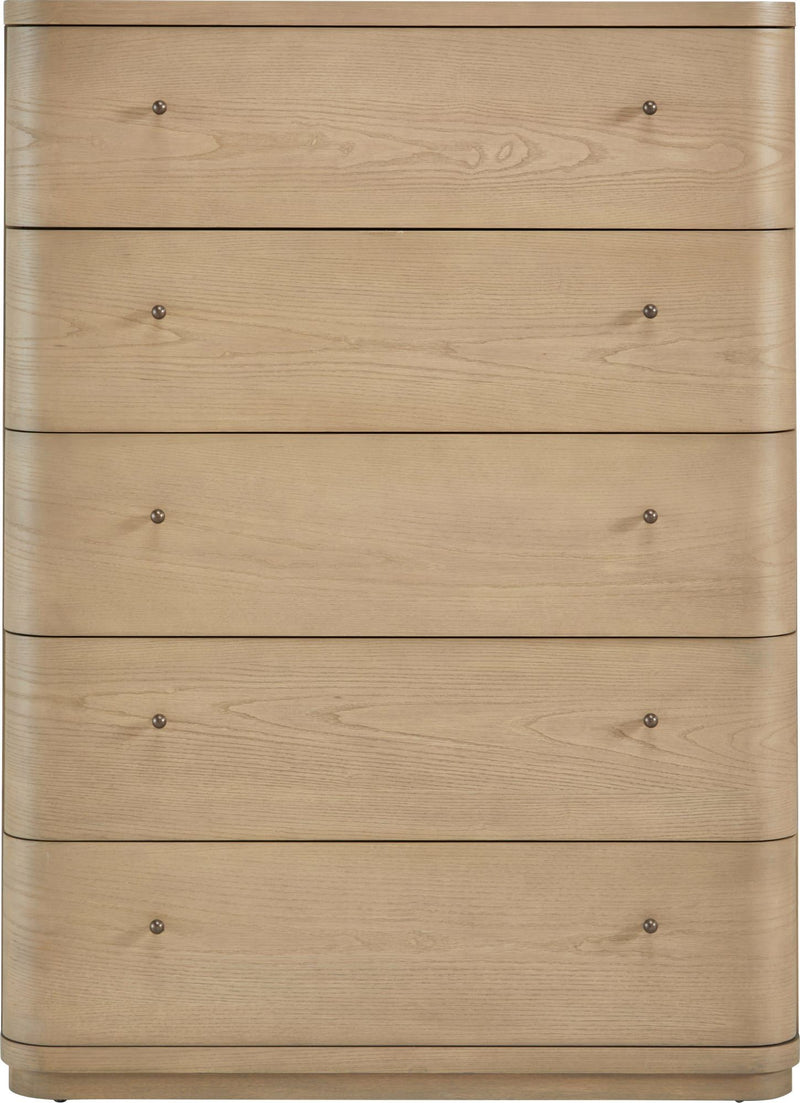 Penny Five Drawer White Ash Chest in Buff Cream
