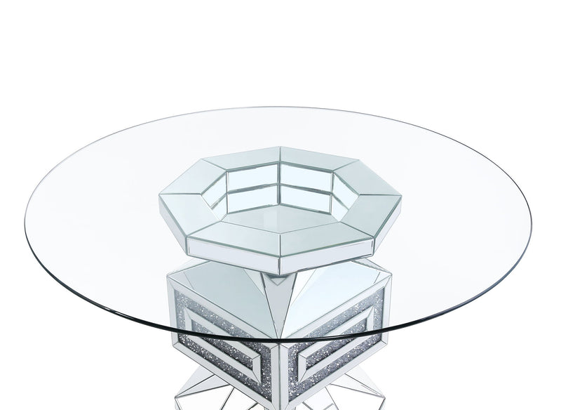 Noralie - 30" Dining Table - Clear Glass, Mirrored & Faux Diamonds - R&R Furniture Gallery (Fountain Valley, CA)