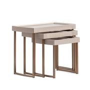 Lisbon - Nesting Tables (Set of 3) - Silken Cream / Bronze - R&R Furniture Gallery (Fountain Valley, CA)