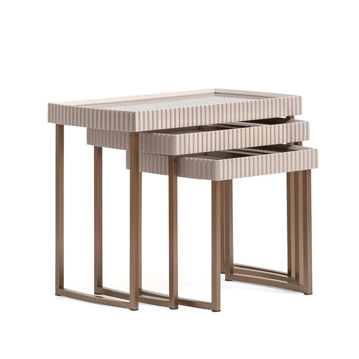 Lisbon - Nesting Tables (Set of 3) - Silken Cream / Bronze - R&R Furniture Gallery (Fountain Valley, CA)