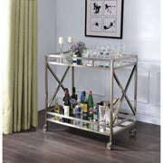 Kristensen - Serving Cart - Mirrored & Antique Gold - R&R Furniture Gallery (Fountain Valley, CA)