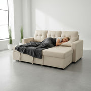Convertible L Shaped Sectional Sleeper Sofa Bed, Saving Pull Out Couch - R&R Furniture Gallery (Fountain Valley, CA)