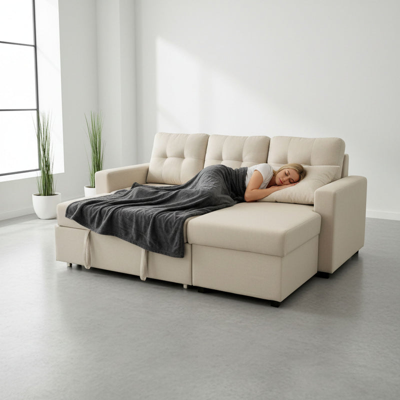 Convertible L Shaped Sectional Sleeper Sofa Bed, Saving Pull Out Couch - R&R Furniture Gallery (Fountain Valley, CA)