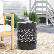 Noble House outdoor metal large end table with modern design, featuring a sleek, durable surface suitable for outdoor decor.