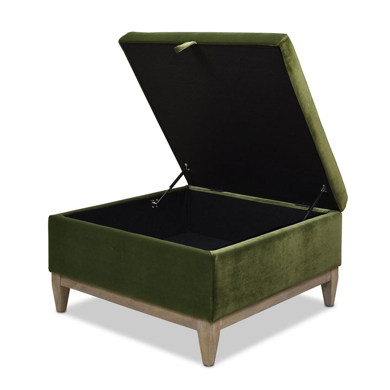 Knox - Square Storage Cocktail Ottoman - Olive Green - R&R Furniture Gallery (Fountain Valley, CA)