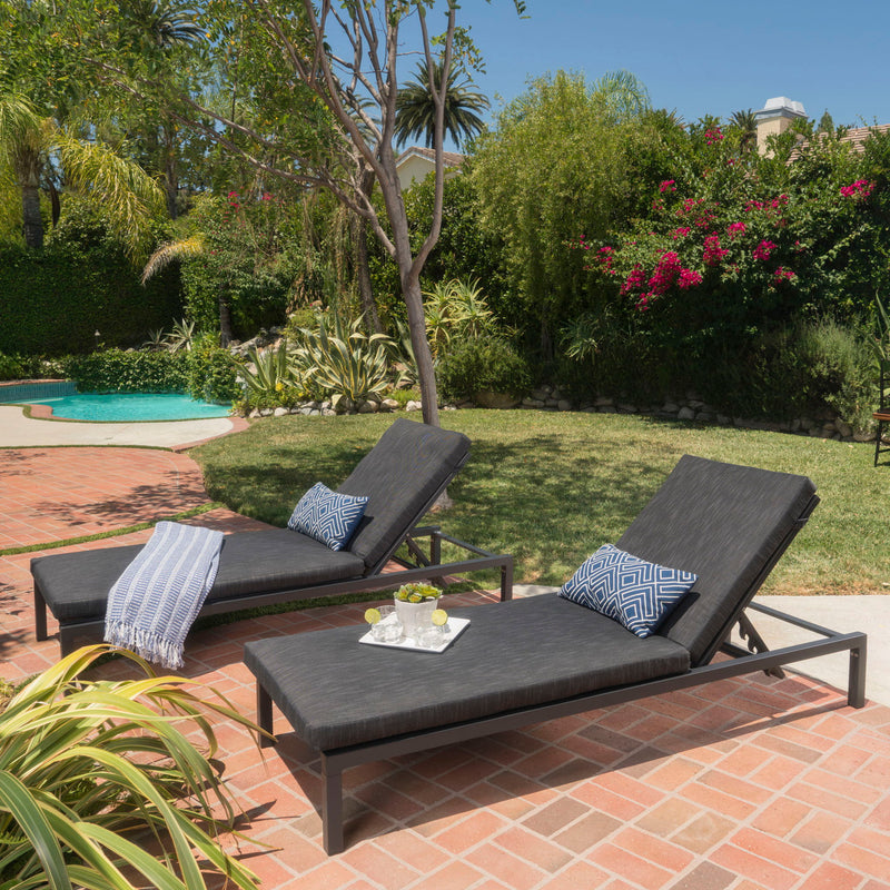 Modern Chaise Lounge With Wate Resistant Fabric Cushions - R&R Furniture Gallery (Fountain Valley, CA)