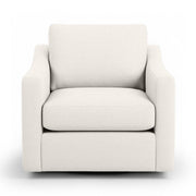 Classic Home Aspen swivel chair with plush fabric upholstery and a modern, rounded design for comfortable seating.
